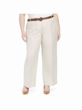 Classic Wide-Leg Linen Blend Pants - Cream
